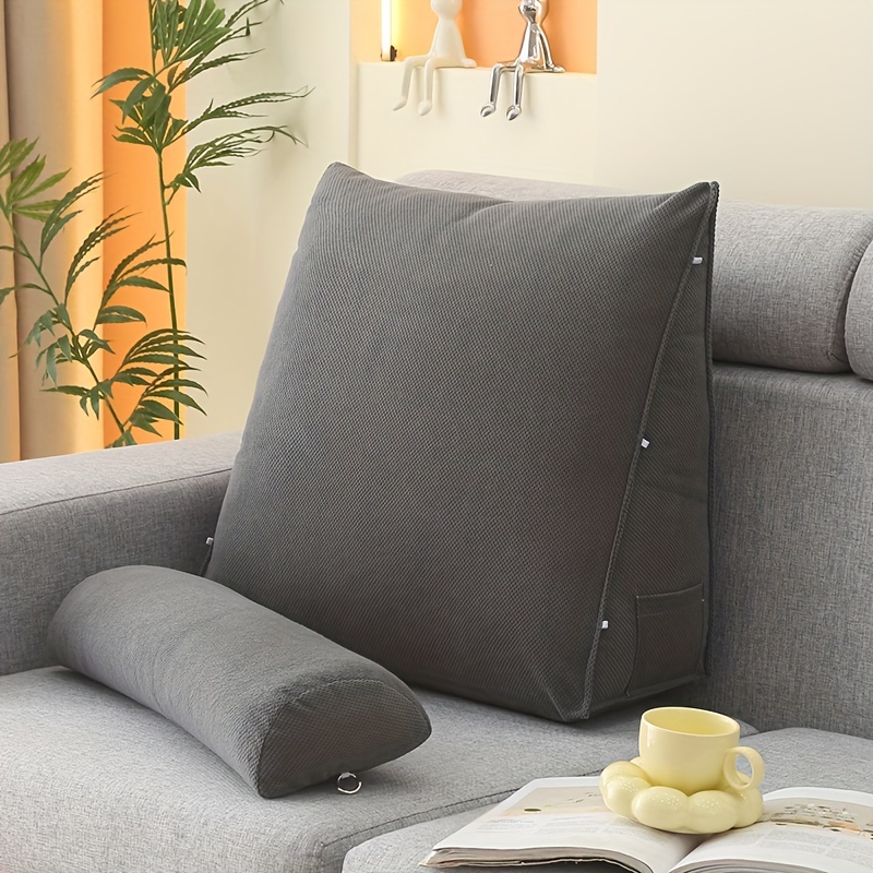Image of 1 Triangle Cushion + 1 Semi- Pillow Combination Bedside Cushion Suitable For Bedside Sofa Tatami