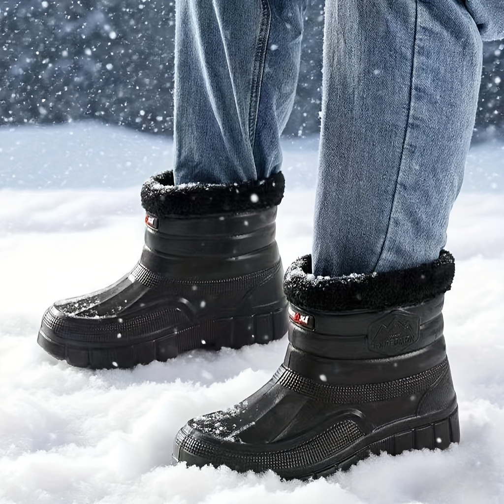 mens slip calf snow boots warm eva upper rubber sole Temu Norway