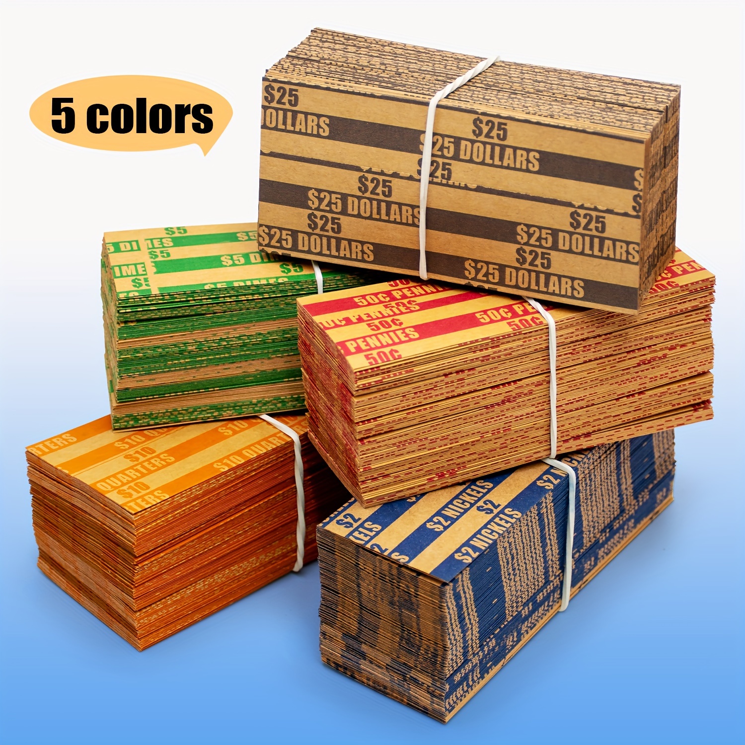 

Aba Standards Color Flat Striped Coin Wrappers Rolls