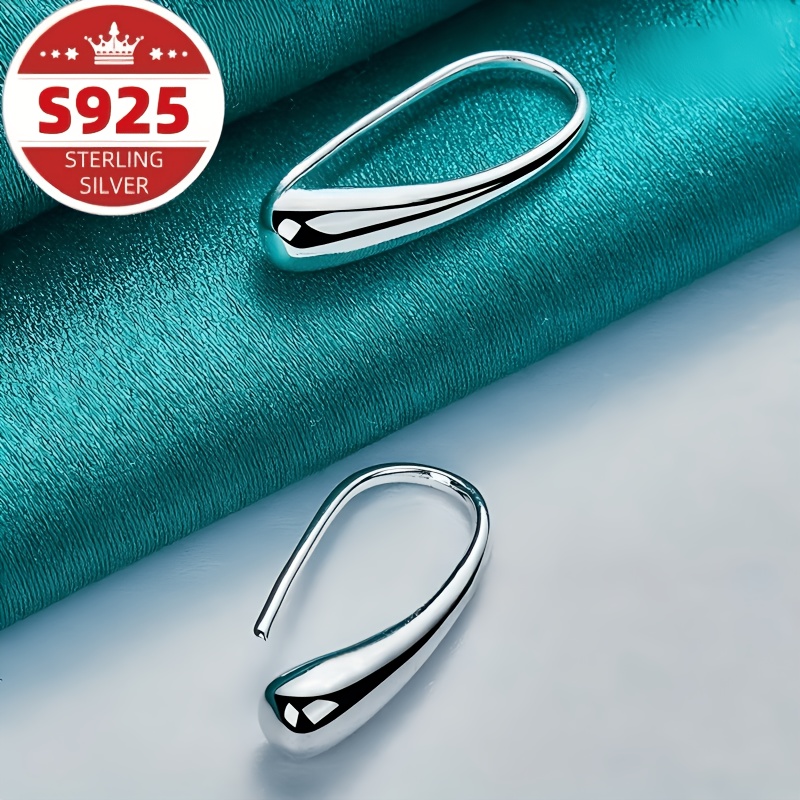 TEMU S925 Pure Silvery Women's Earrings, A Pair Of Shaped Earrings, Fashionable, Simple, Classic And Versatile, On Daily And Holiday Occasions, For