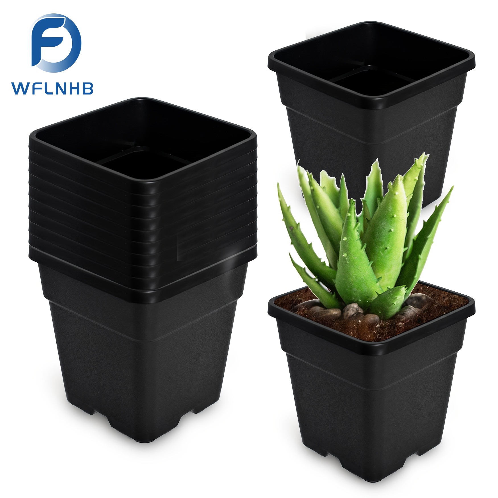 

10pcs 3 Gallon Square Durable Planter Nursery Pots, Injection Molded Plastic Plant Container Garden Planter Pots For Indoor Outdoor Plants Flower Vegetables, Black