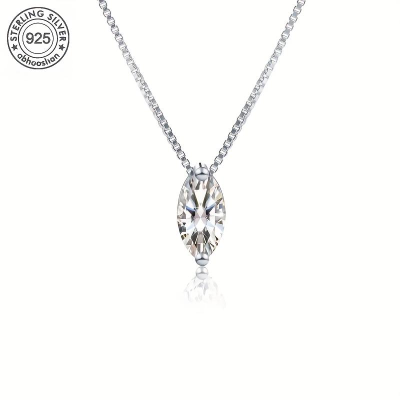 

925 Silver 1 Carat Diamond Pendant Necklace - Unisex Jewelry, Fashionable And Elegant With Exquisite Gift Box