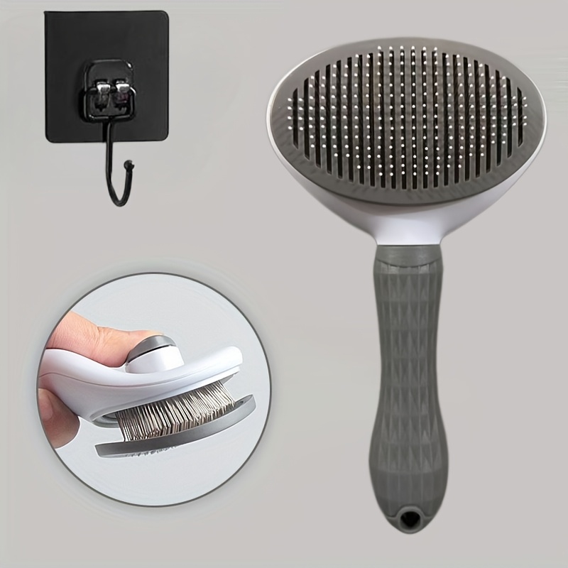 TEMU Lot de 2 pièces : 1 brosse-grattoir à ongles + 1 grand crochet noir. Brosse-grattoir à ongles autonettoyante pour chats, brosse de toilettage