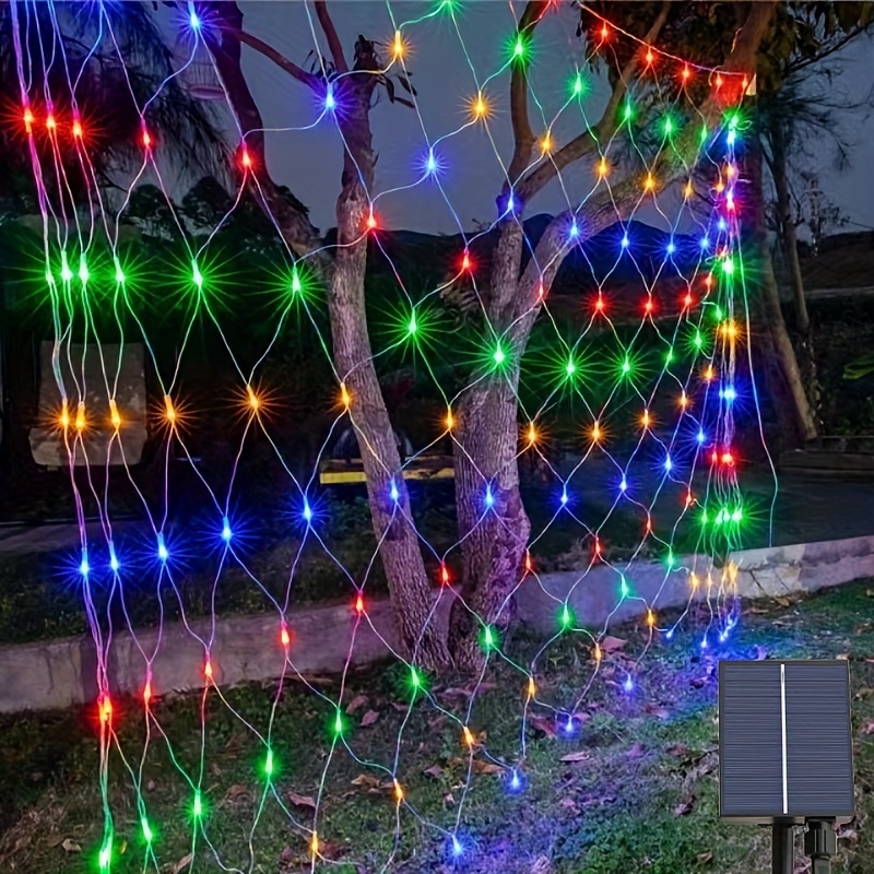 

Solar-powered Led Mesh Lights - Waterproof Outdoor Decor For Garden, Patio, And Lawn - Multi-color Options With Light Sensor Control