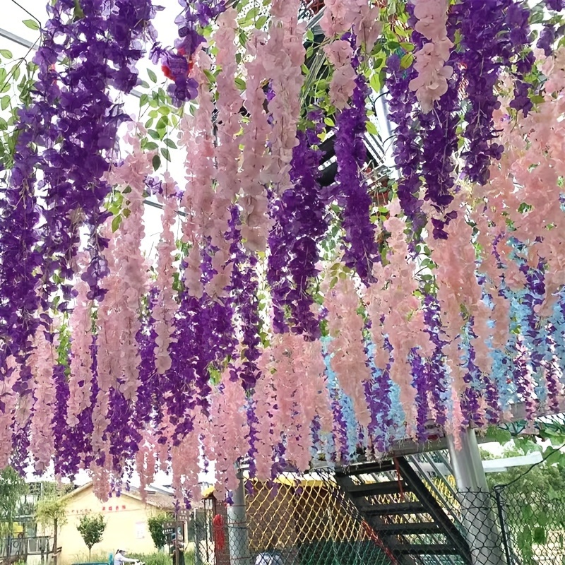 

10pcs, Simulation Purple Vine Flower Outdoor Holiday Wedding Decoration Flower