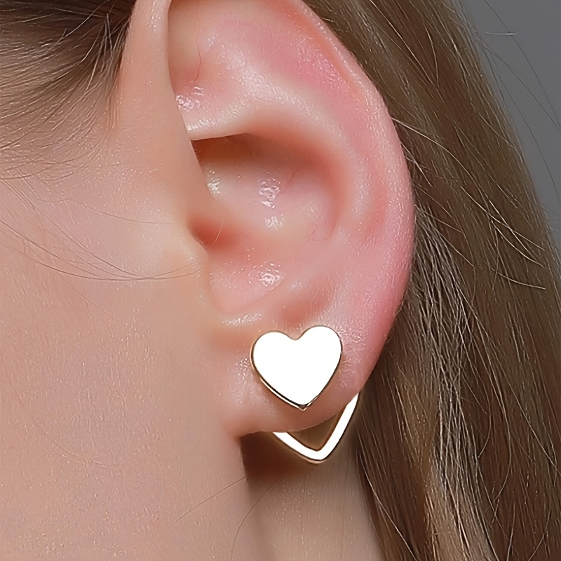 TEMU 2 piezas/juego de aretes de botón para mujer con diseño de hueco estilo pre-post para de San Valentín, ideales para regalar en vacaciones, para