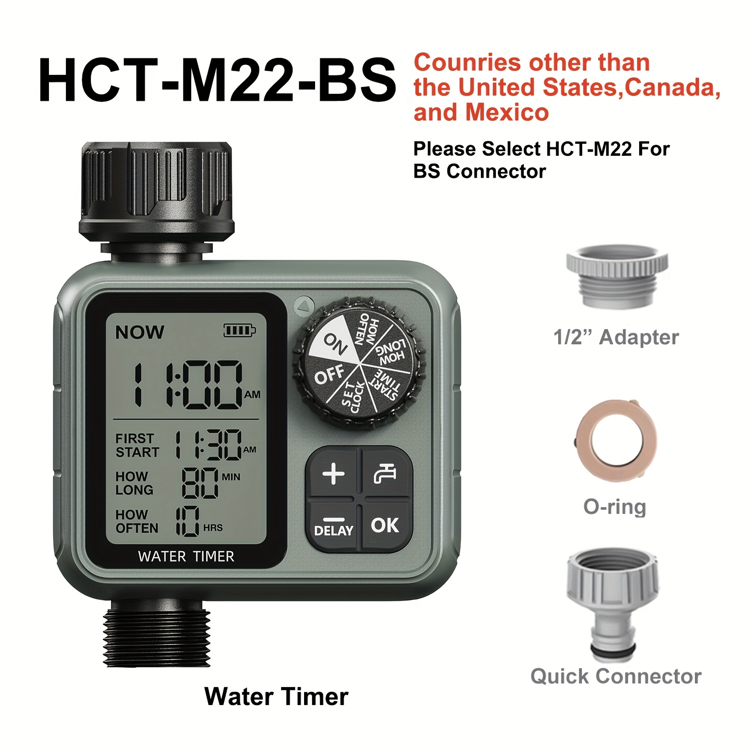 E-shop 2025 Neuer ESHICO HCT-M22 Smart Bewässerungscontroller | Großes Display Automatischer Pflanzenbewässerer, Outdoor Garten Balkon Rasen Timer
