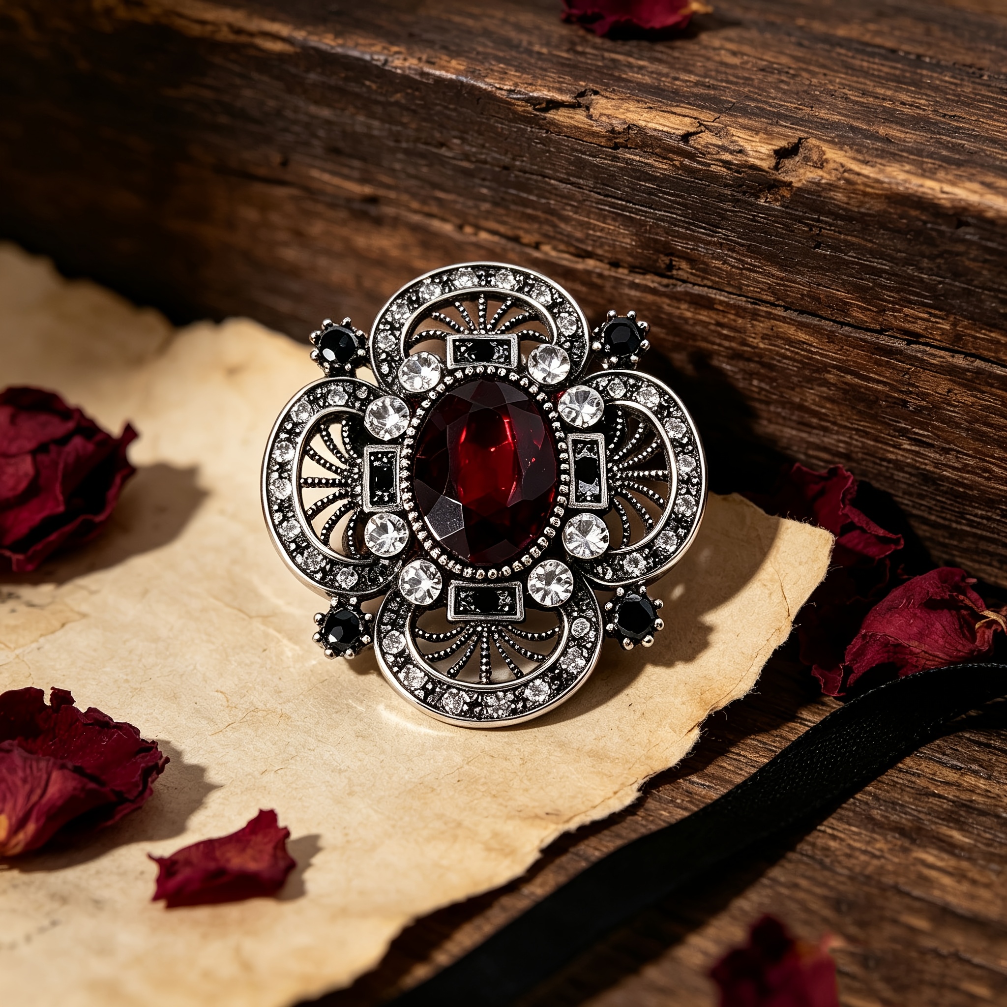 TEMU Broche sculptée vintage, épingle métallique ovale à strass de style vintage, accessoire pour costume et robe, corsage vintage pour femme pour