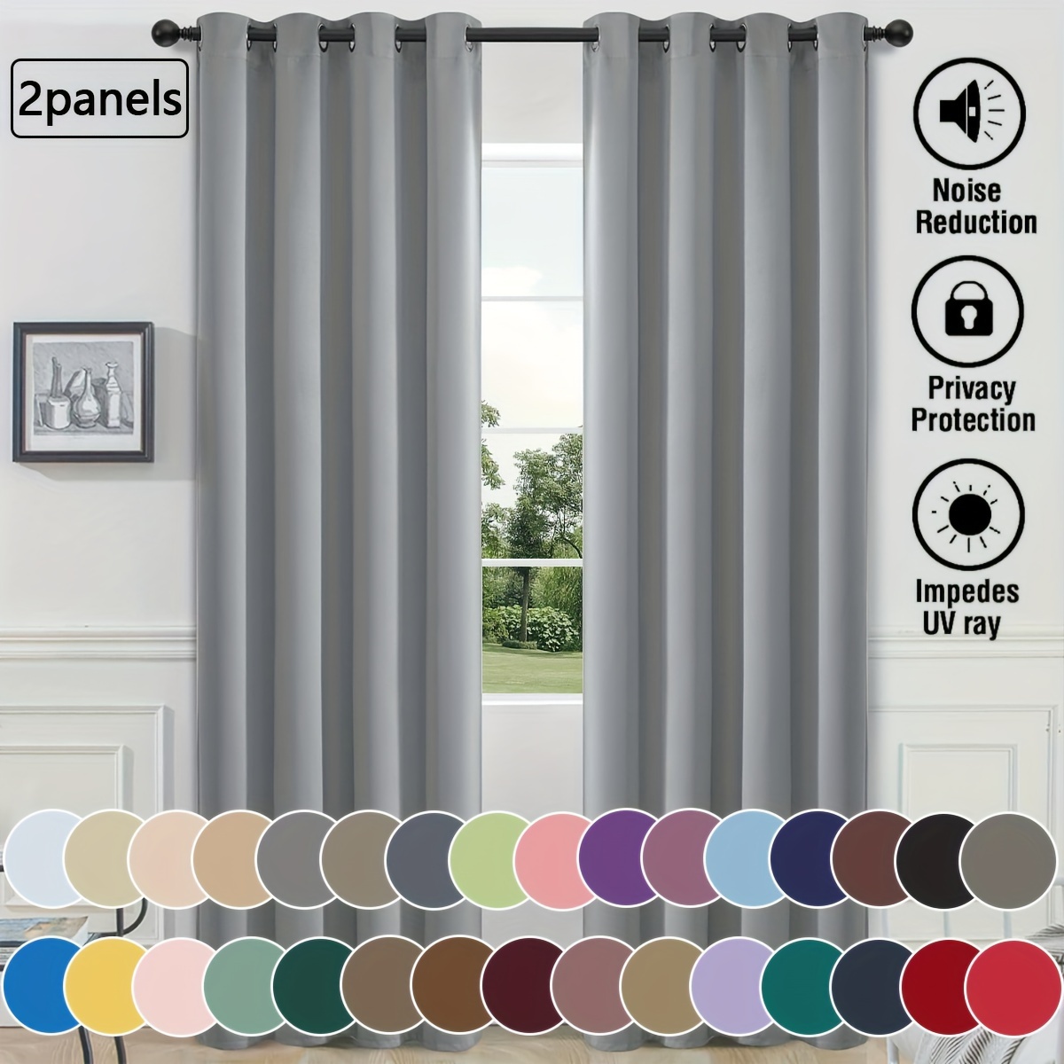 

2pcs High Blackout Solid Color Curtains, Simple And Modern Solid Color Curtains Suitable For Bedroom, Living Room, Kitchen, Study, Office, And Home Decoration