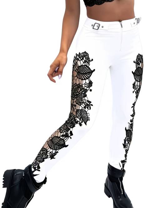 mesh panel zip pants