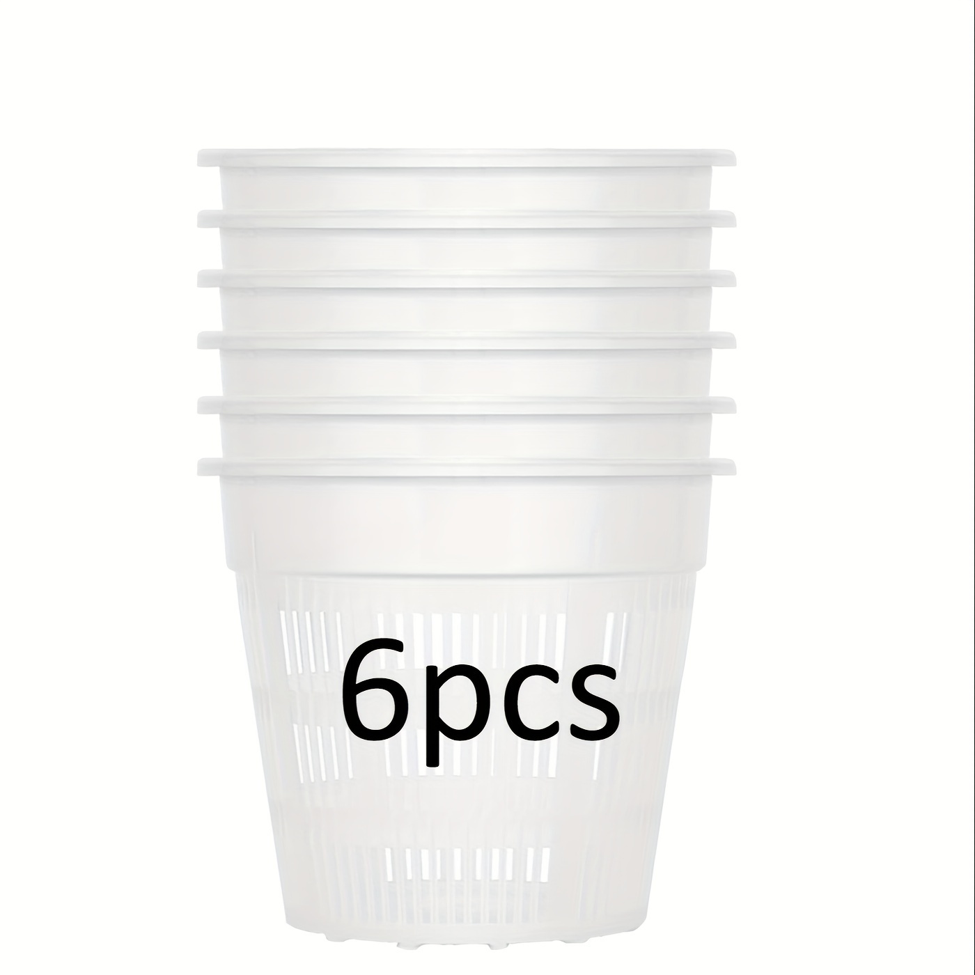 Image of 6pcs Large Transparent Orchid Pots With Air Vents - Plastic, Striped Design, Round Shape For Indoor & Outdoor Use - Ideal For Phalaenopsis & Other Orchids, Flower Pots For Indoor Plants