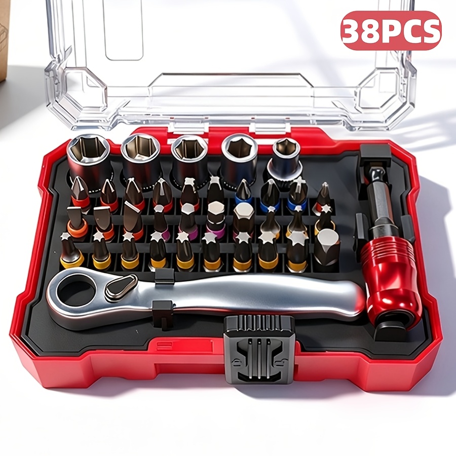 TEMU Brand New 38pcs Impact Screwdriver Bit Set, Made Of Heat-treated, 25mm (1 Inch) Rust-resistant And Durable, Long-lasting, In Multiple Sizes,