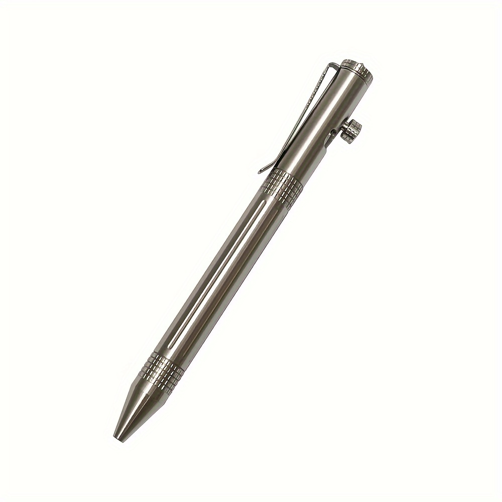 

1pc Stainless Steel Ballpoint Pen, Retractable Multifunctional Outdoor Pen Point, Pocket Clip, And Round Body For Smooth Writing And