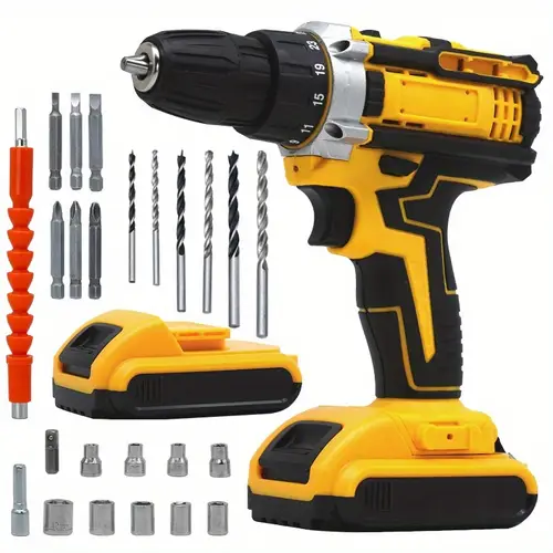 home cordless drill kit with 2 batteries no charger comfortable handle grip ideal helper for household tools