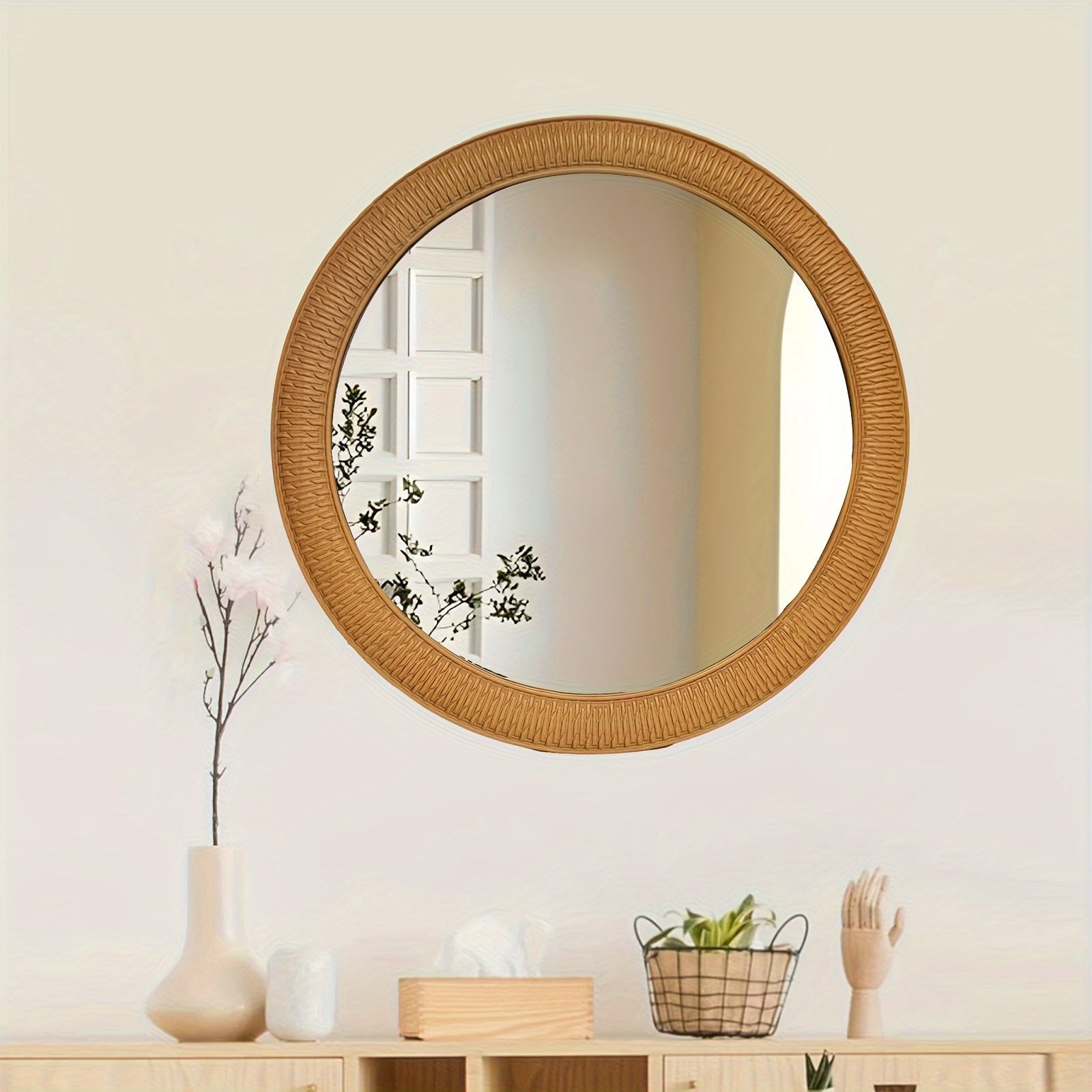 Espejo redondo negro de 24 pulgadas, espejo circular de aleación de  aluminio, espejo para pared, grandes espejos decorativos colgantes para