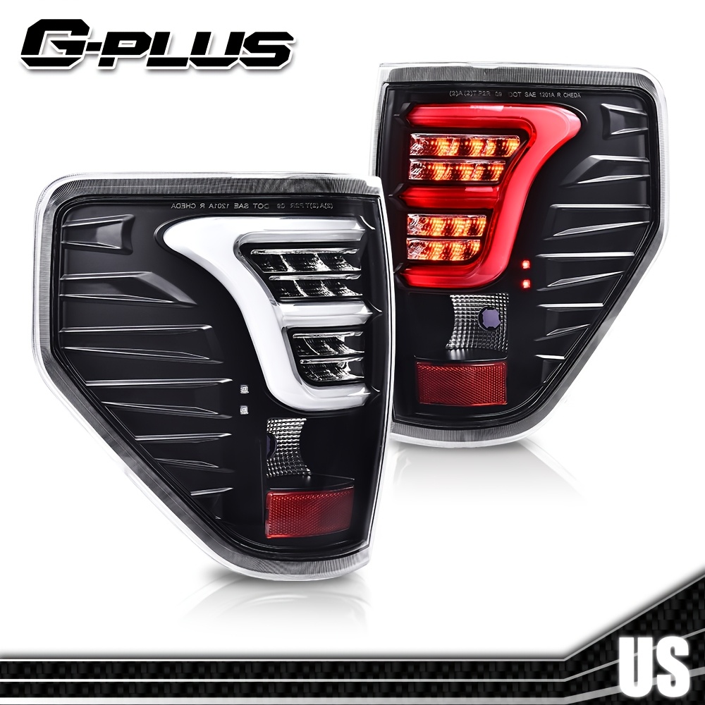 TEMU Led Tube Tail Lights Brake Lamps For F150 09-14 Pickup Black/chrome, Without Battery