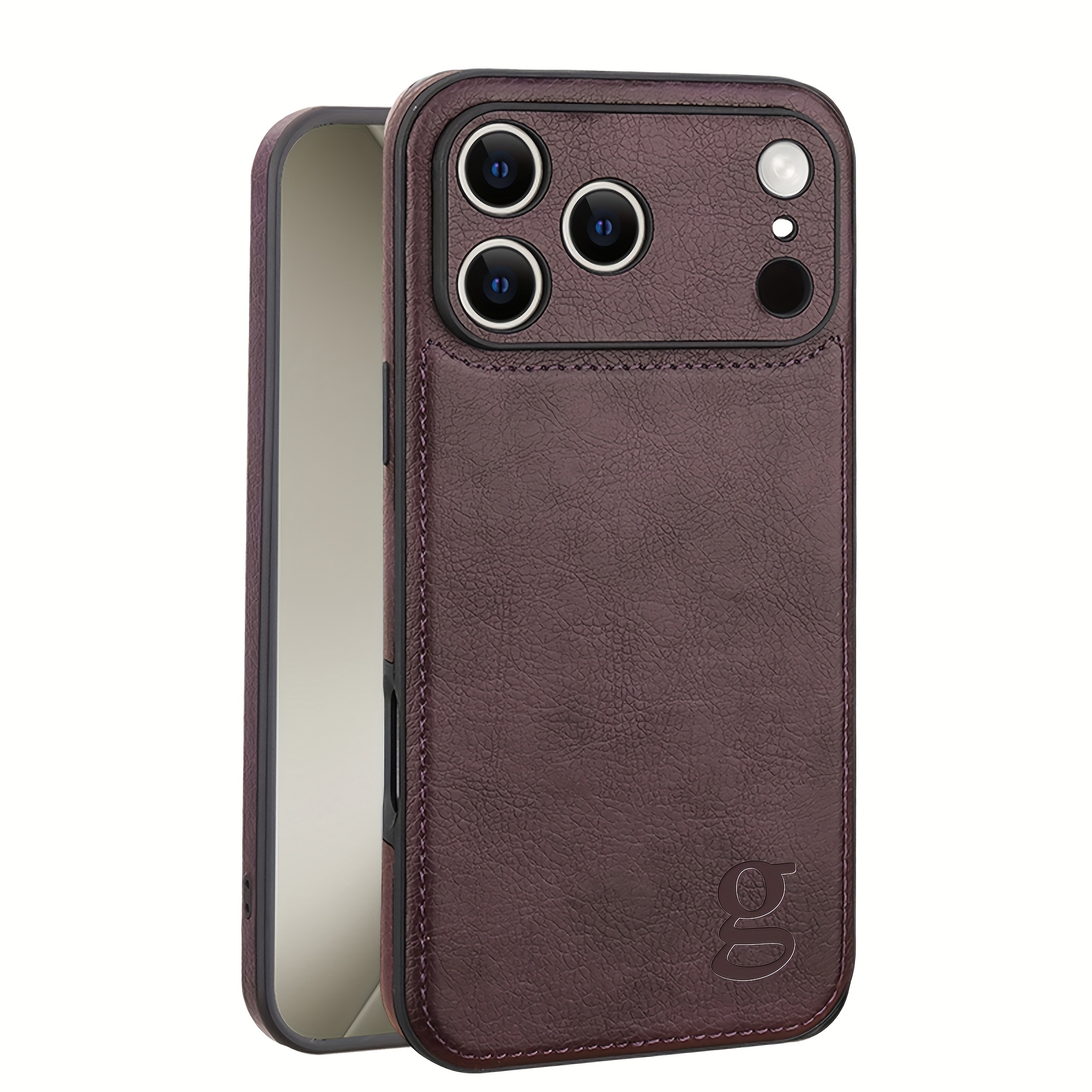 TEMU Phone Case - Personalized Customized Name Initial Letters Classic Business Hot Stamping Faux Leather Phone Case Compatible With Iphone 11 12 13