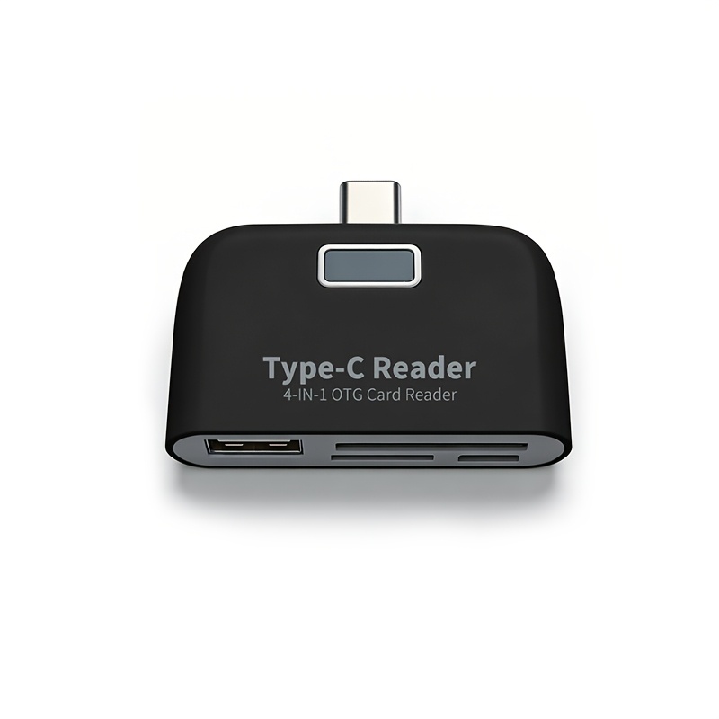 TEMU Lecteur de cartes 4-en-1, lecteur OTG compatible avec carte de caméra, adaptateur de carte SD/TF, Type-C Plug-and-Play, voyage | | Utilisation ,