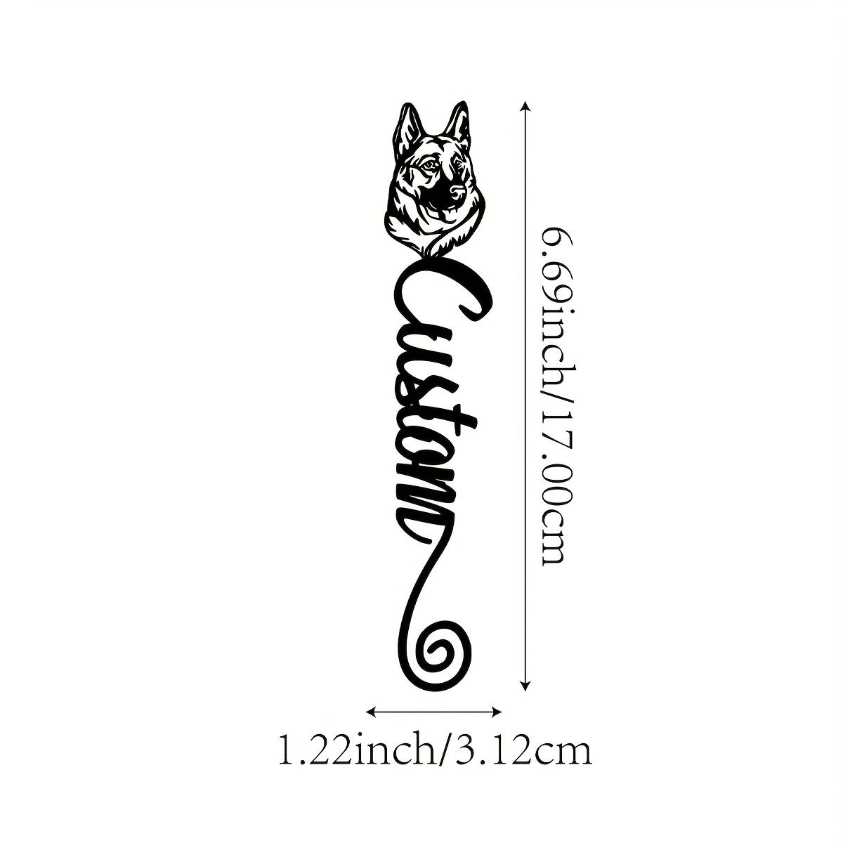 TEMU 1pc Personalized Metal German Shepherd Bookmark - Custom Name Engraved, Elegant Dog Silhouette Design, Durable Metal Book Page Holder, Unique