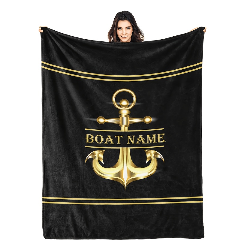 

Personalized Nautical Anchor Blanket - Soft, Comfortable, And Versatile For Outdoor, Beach, Camping, Living Room, Sofa, Pet, Office Cover - Perfect Holiday Gift, Decor, And Cozy Companion