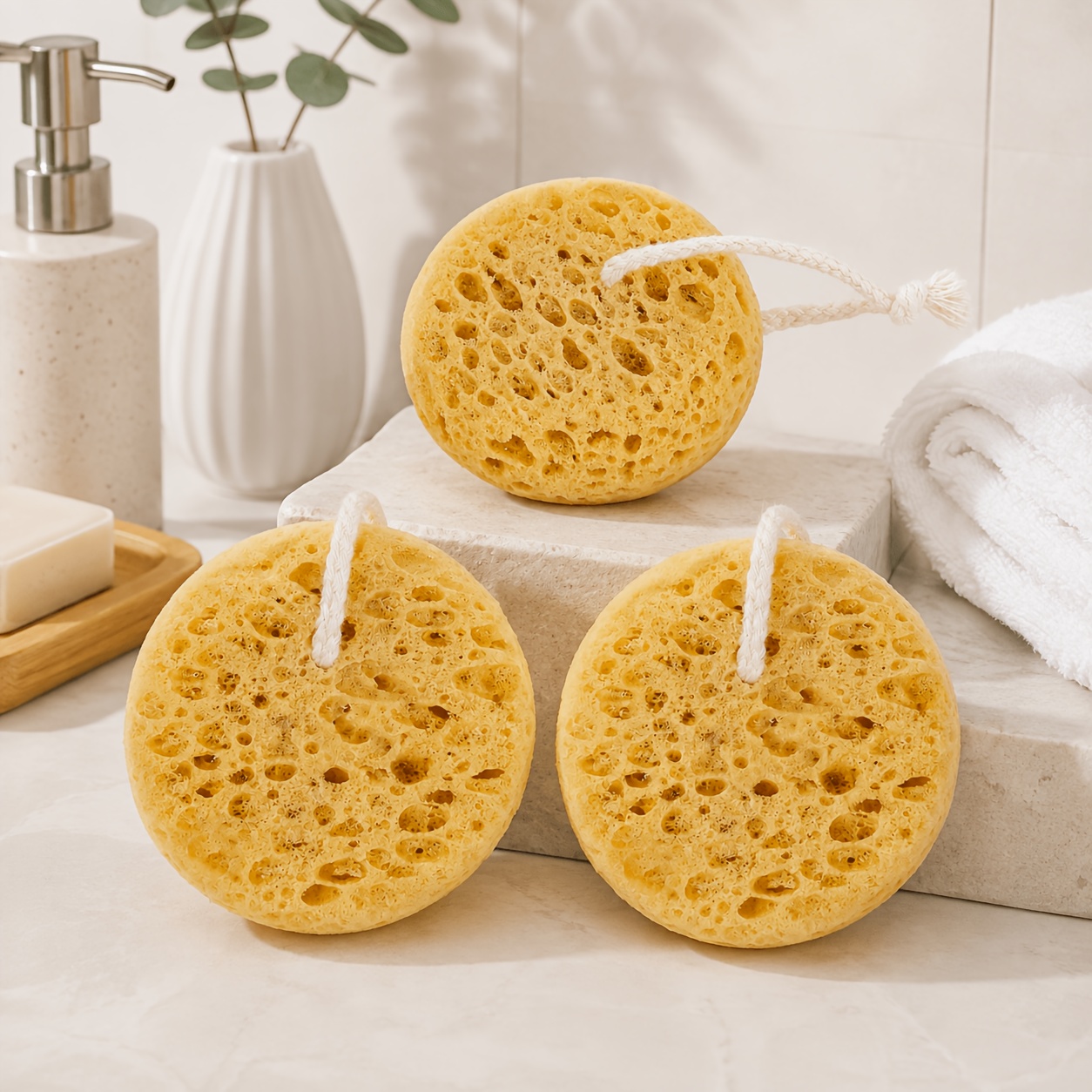 Soft Exfoliating Bath Sponge with Hanging Loop for Daily Use