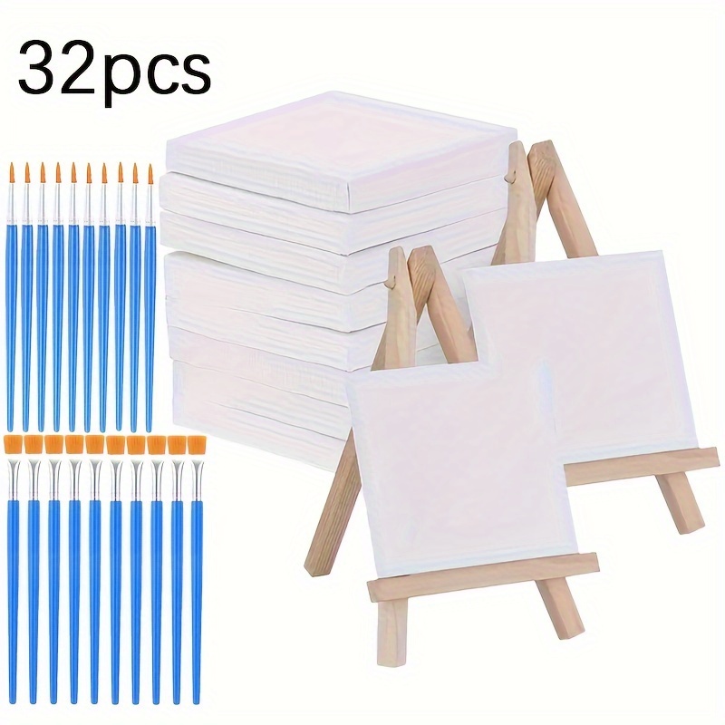 

32pcs(10pcs +20pcs Brushes+2pcs ) Oil Painting And Brushes Set, 10cm X 10cm / Frame, 10pcs And 10pcs Pointed Brushes 2pcs Set- For Painting, Oil Painting Painting - For Oil & Diy Artists