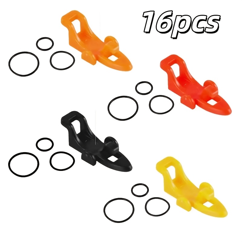 TEMU 16pcs Set: 4 Hook Holders + 12 Rubber Rings In 3 Sizes, Fishing Hook Organizer, Bait Accessories, Suitable For Fish Hooks To Fishing Rods, Ideal