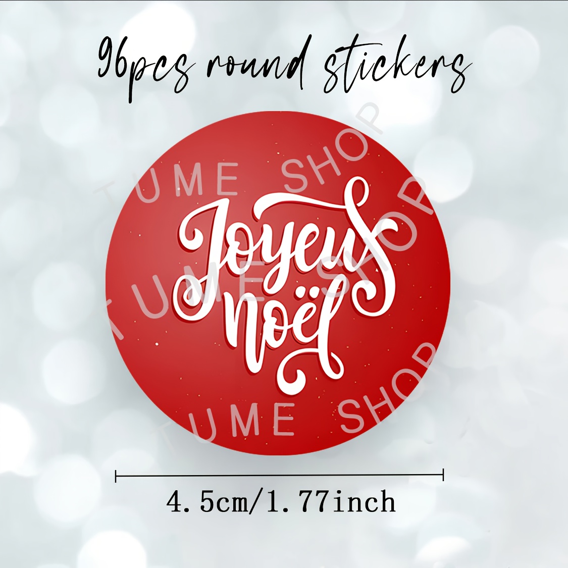 TEMU 96 pièces, Autocollants Noël sur fond rouge, Étiquettes rondes de parfaites pour de cadeaux, enveloppes, sacs ou cartes