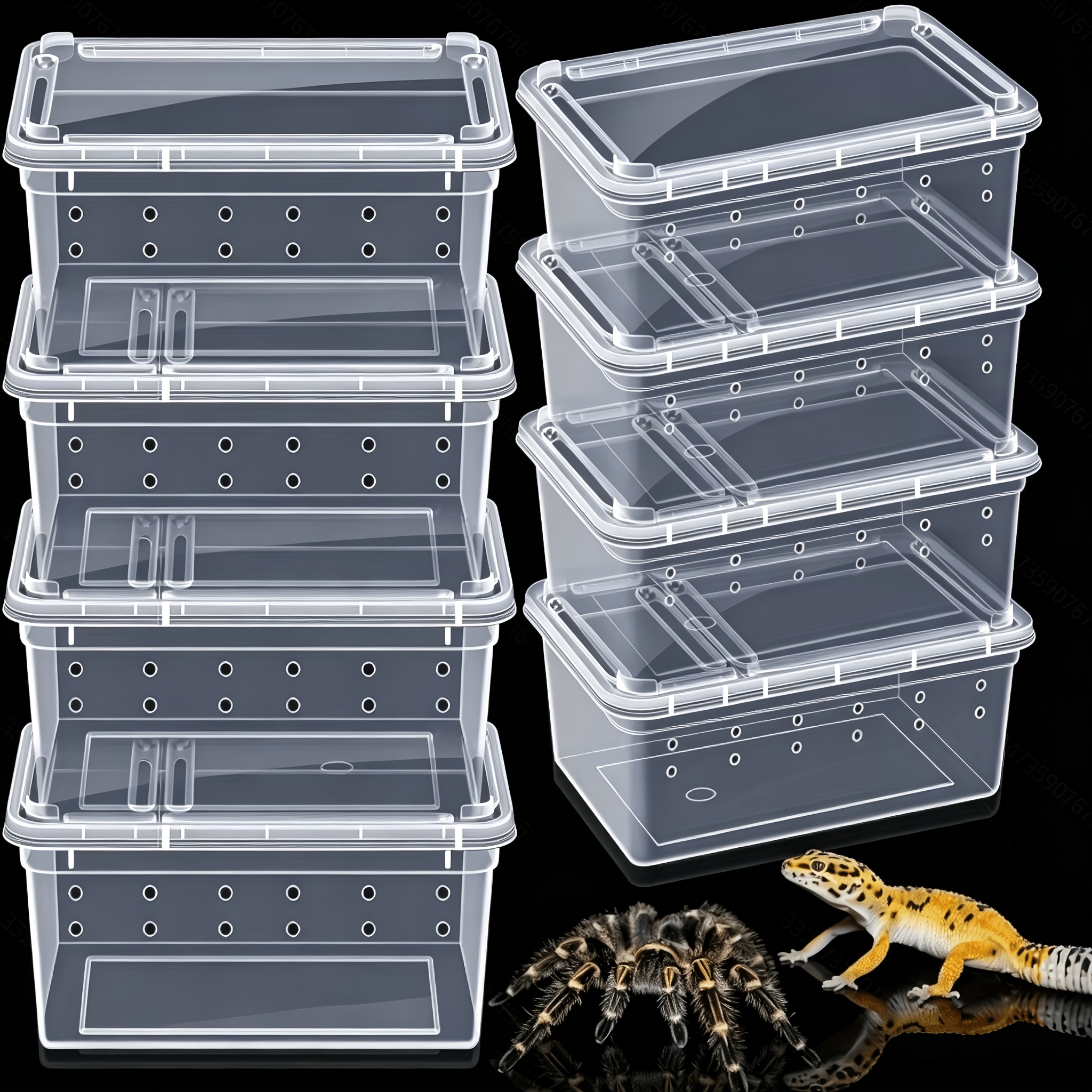 8pcs Transparent PE Plastic Reptile Habitat Boxes