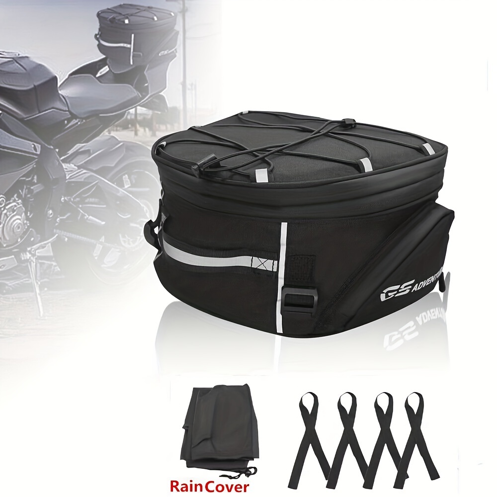 

Motorcycle Rear Seat Bag, Universal Tail Luggage Rack Bag, Detachable Strap, Polyamide, Compatible With R1250gs R1200gs F850gs F750gs Lc Adv - Black