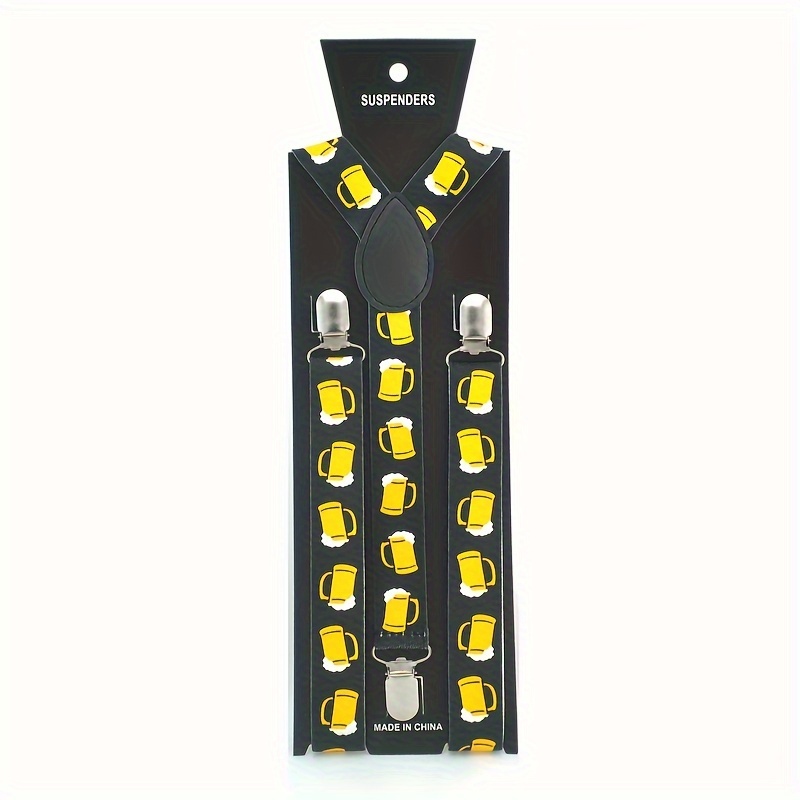 1pc Beer Mug Pattern Elastic Adjustable Fashion Strap Suspender, Holiday Gift For Men