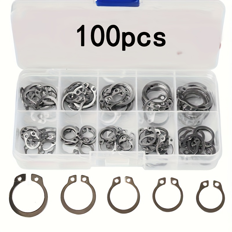 Image of Set Of In 100/150/200pcs For External/internal Retaining, Including C-type , Lock Snap Rings, And Washers Made Of Stainless