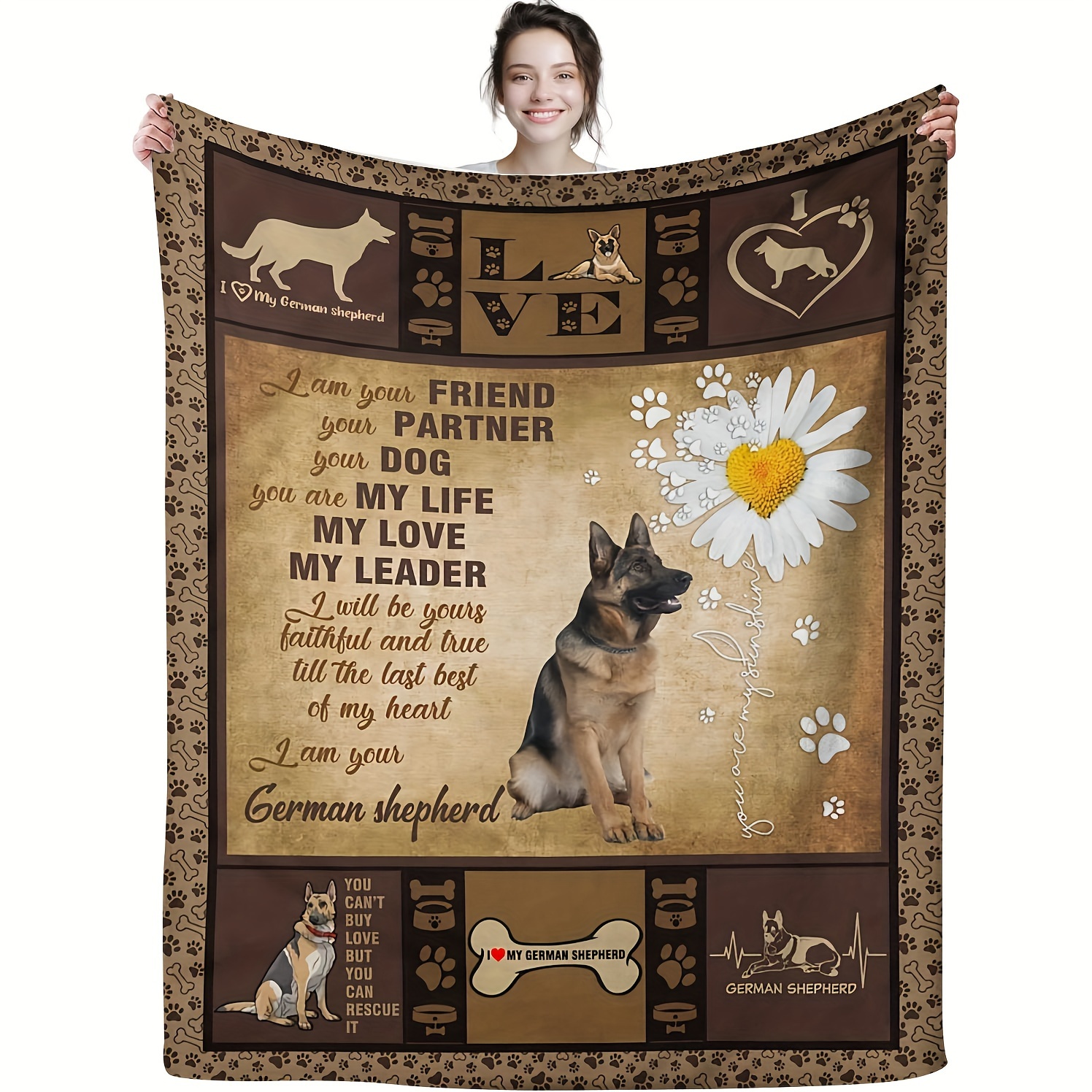 

Cozy Shepherd Dog-themed Flannel Throw Blanket - Perfect Gift For Pups, For All , Ideal For Couch, Bed, Office, And Travel