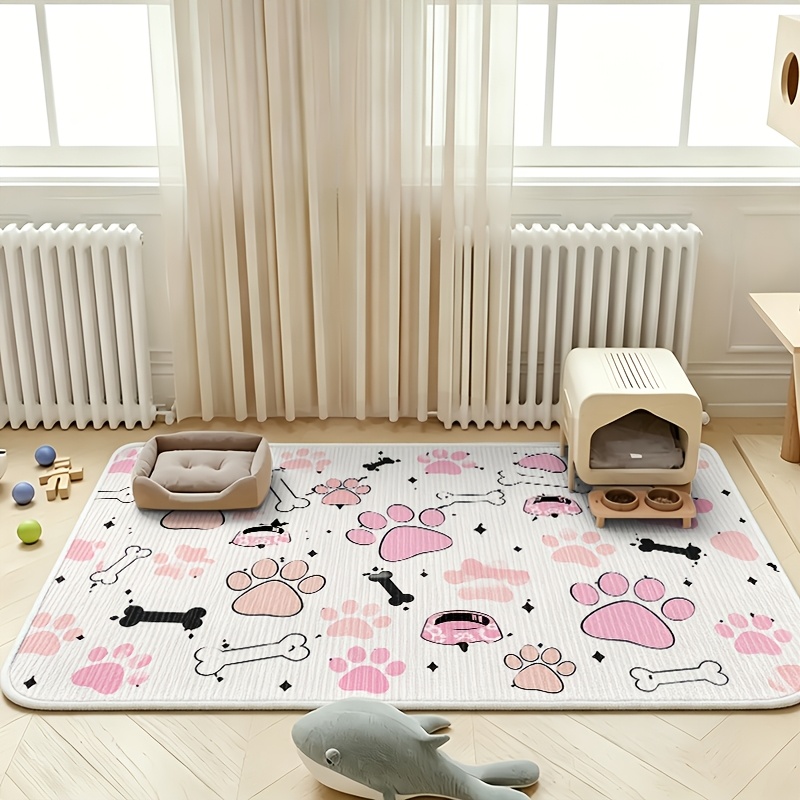 TEMU 1pc Non-slip Quick-dry Washable Dog Crate Mat And Kennel Mat, Trendy Absorbent Printed Pet Bed, Playpen Mat For Cats And Dogs, Pet Mattress, Dog