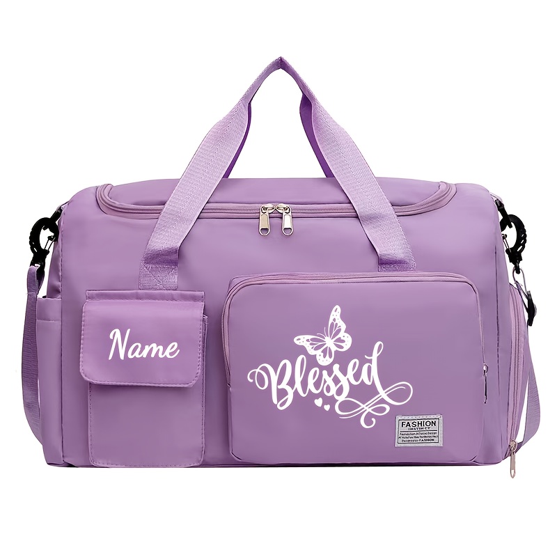 TEMU Customized Name-textured -shaped Printed Travel Bag | Multi-functional Fitness And Sports Dual-shoulder Backpack, Large-capacity Casual Nylon