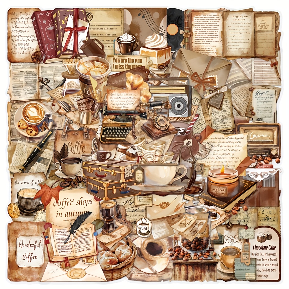 50pcs Retro Coffee Stickers