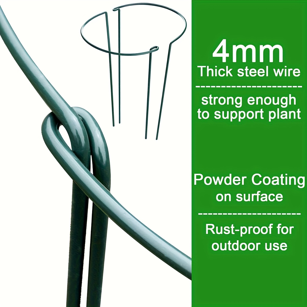   8pcs plant support stakes semicircular metal garden training stakes for indoor peony cages and supports tomato and hydrangea outdoor green plant support rings width 25 4cm x height 60 96cm
