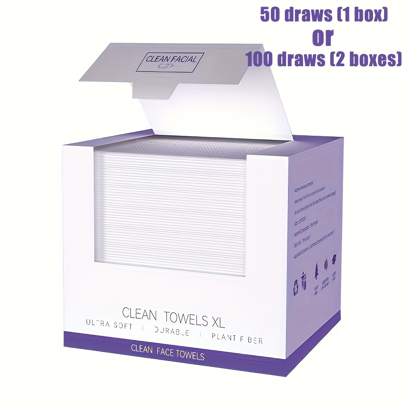 

Xl, 50/ Count Disposable Facial Cleansing Wipes, Pearl Pattern, Extra Thick Plant Fiber, Dual-sided Design, Gentle & Cleansing, Large Size, Wet And Dry Use