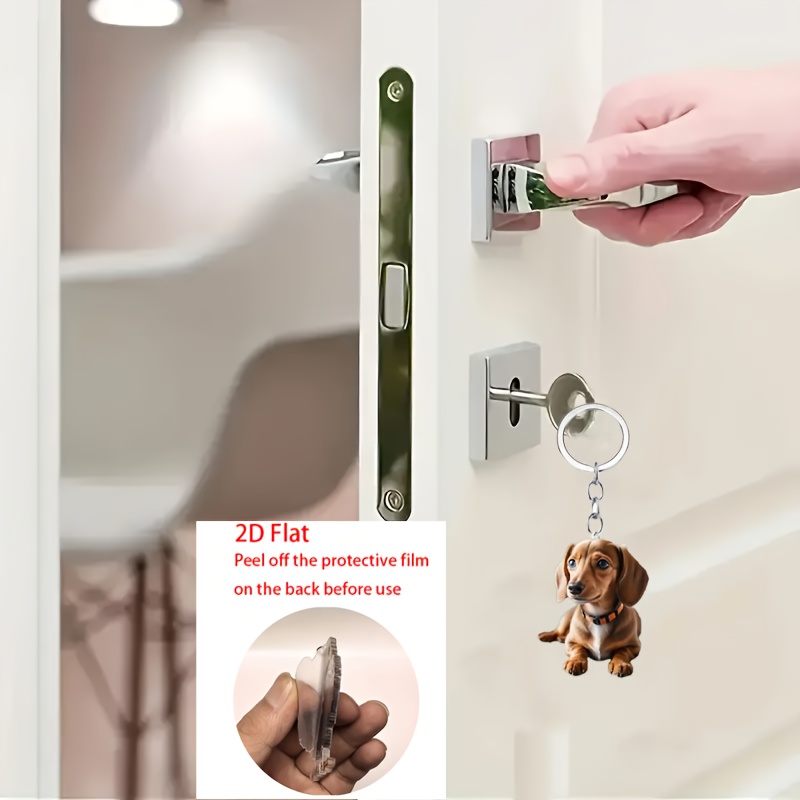 Charming Dachshund Theme Acrylic Keychain, Waterproof Bag Accessory