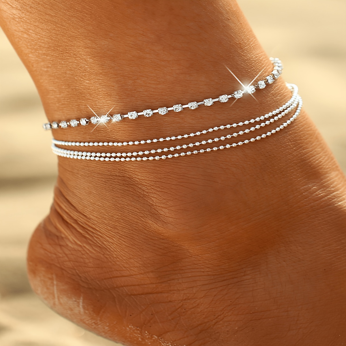 TEMU 1pc Women's Anklet, Chain Simple Ankle Bracelet, Fashionable And Elegant Jewelry, Suitable For Daily And Banquet Wear