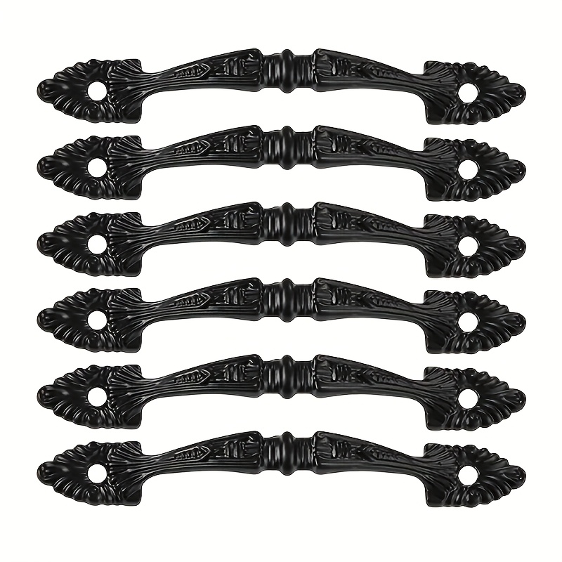 E-shop 6 Stück Bronze & Schwarz Tür-/Fenster-/Schrankbeschläge - Zinklegierung Vintage Schubladen- & Kleiderschrankgriffe mit Schrauben, Kompatibel für
