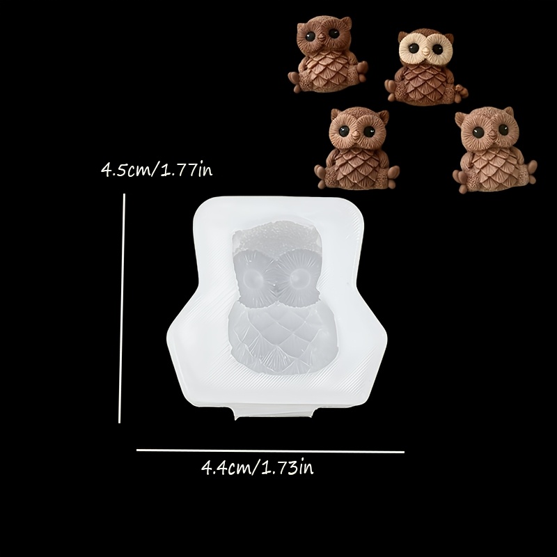 TEMU Stampo piatto 2D in resina siliconica, Stampo in silicone 2D a forma di gufo, Stampo per statuine decorative, Stampo in silicone fai da te per