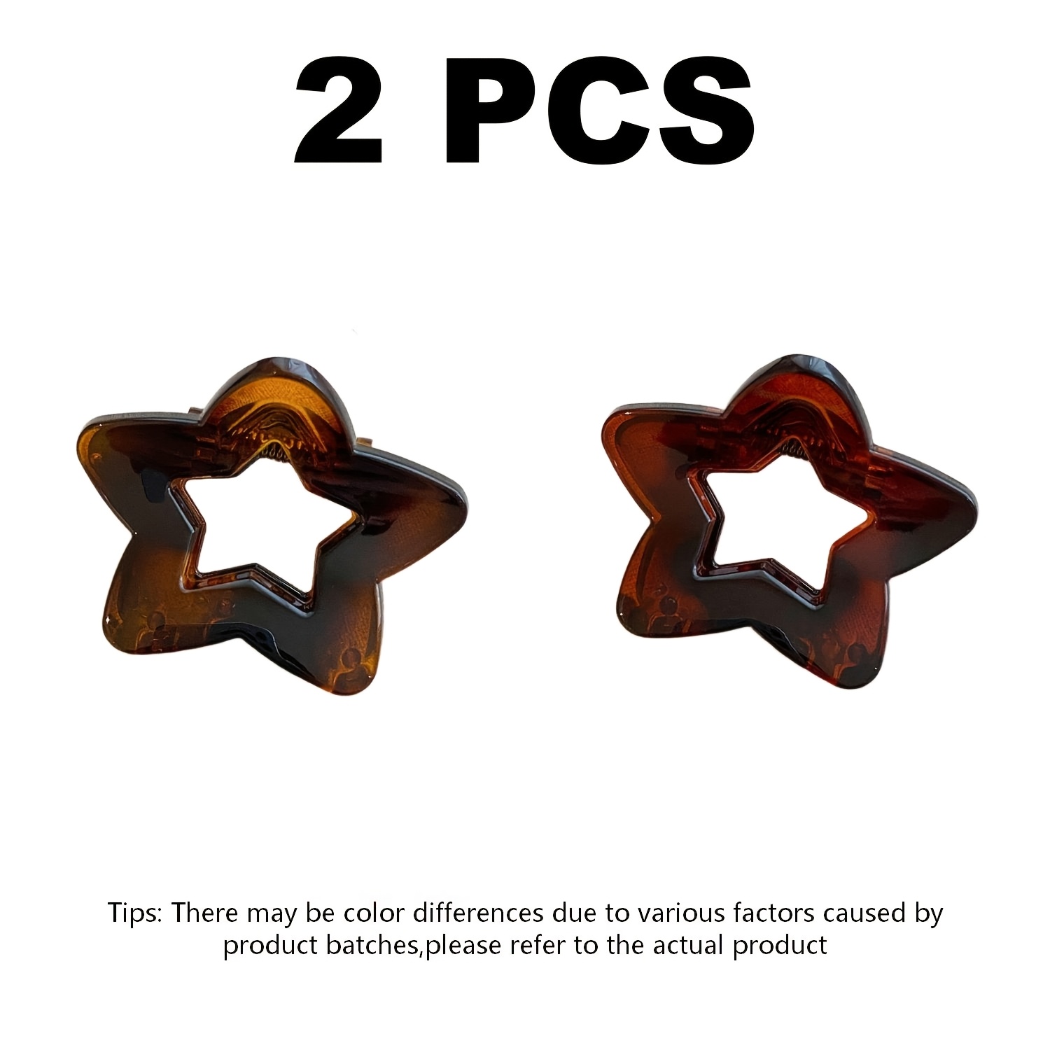 TEMU 2pcs Sweet Five-pointed Star Hair Clips, Elegant Non-slip Hair Clips For Women - Women's High Ponytail Hair Additions, Stylish Hollow-out Star