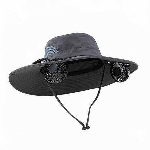 2 in 1 hands free hat fan with detachable fan wide brim speed adjustable usb rechargeable battery unisex suitable for fishing camping travel outdoor activities