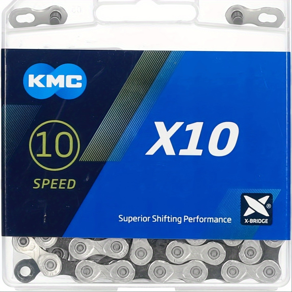 KMC X10 Bike Chain, 116 Links - Compatible with * &amp; *, Durable * Steel for Road/Mountain Bikes, Silvery Black