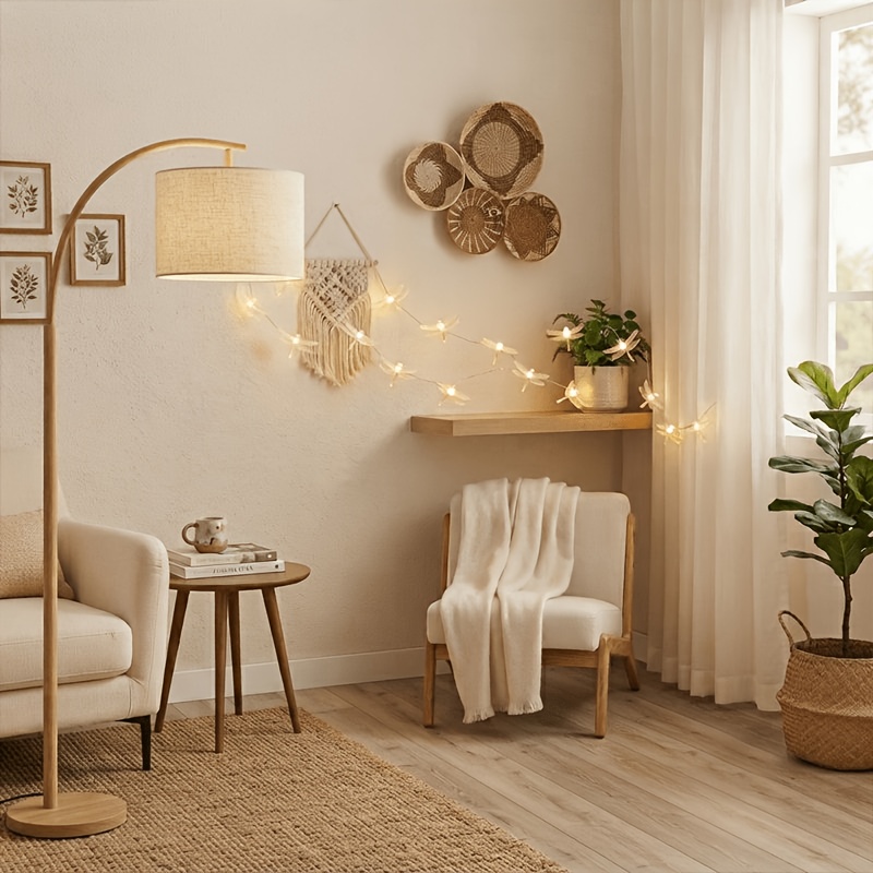 TEMU Guirlande lumineuse LED 200 cm/78,74 pouces de à lumière chaude, décoration pour Thanksgiving, automne, Halloween, plantes, fête, rampe