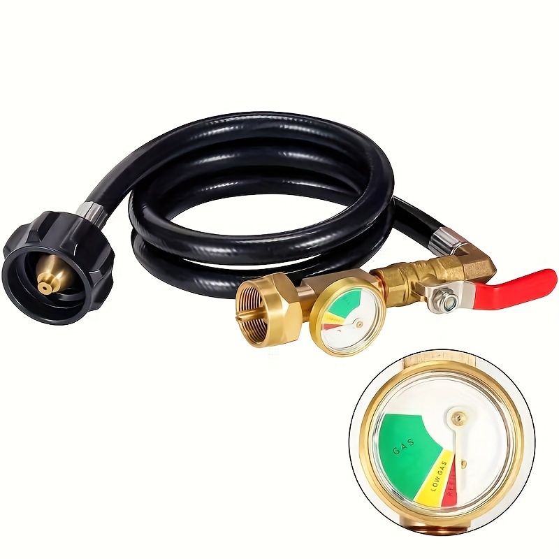 

Newly Upgraded With Pressure Gauge 36" Propane Fill Adapter Hose, 350 Psi High Pressure Camping Grill (qcc/type1 ) 1lb Propane Adapter Connector With Control Valve