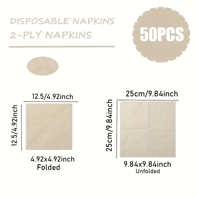 50/100 stück beige 3d geprägte gänseblümchen servietten 2