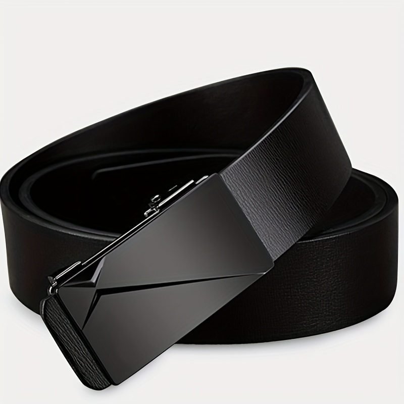 Men's Leather Automatic Buckle Belt Minimalist Durable Metal
