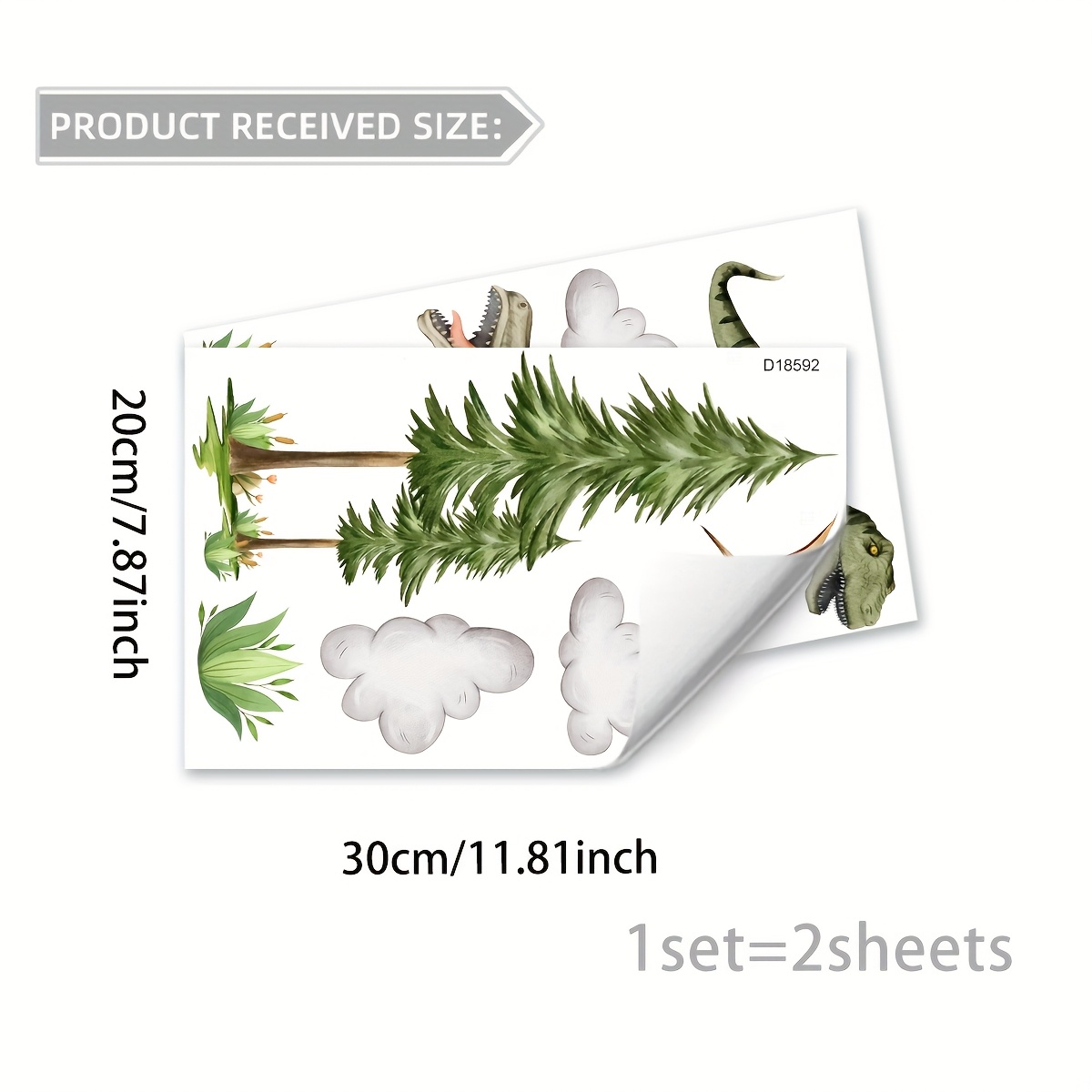 Image of A Set Of 2 (20*30cm*2pcs) Creative Pine Tree Colorful Dinosaur Fun Static Cling Double-sided 20-thread Decorative Background Window Stickers (d18592)